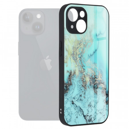 Husa iPhone 15 cu sticla securizata, Techsuit Glaze - Blue Ocean