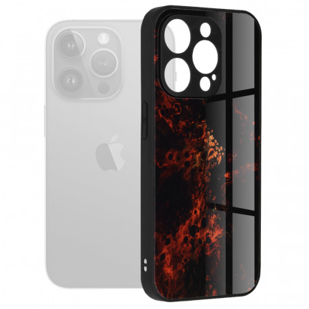 Husa iPhone 15 Pro Max cu sticla securizata, Techsuit Glaze - Red Nebula