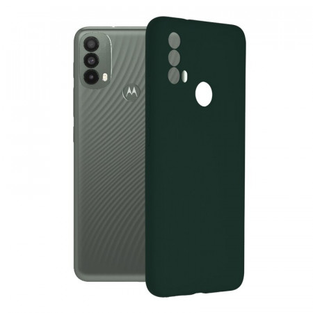 Husa Motorola Moto E40 din silicon moale, Techsuit Soft Edge - Dark Green