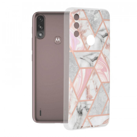 Husa Motorola Moto E7 Power / E7i Power Marble Series, Techsuit - Pink Hex
