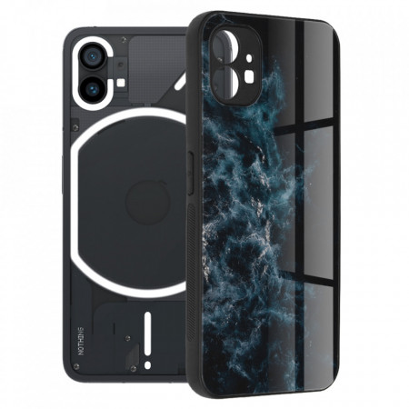 Husa Nothing Phone (1) cu sticla securizata, Techsuit Glaze - Blue Nebula
