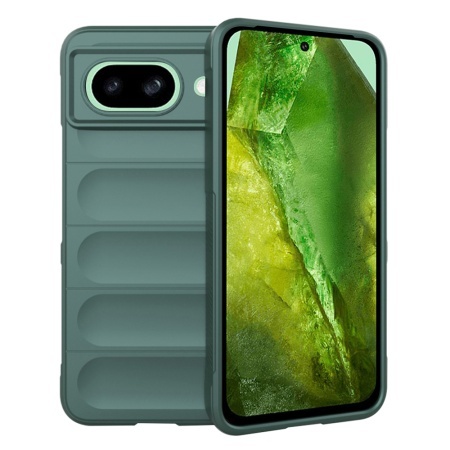 Husa pentru Google Pixel 8a, SKYDDAR INNOVATION, Magic Shield, din Silicon Mat, set cu sticker, Verde