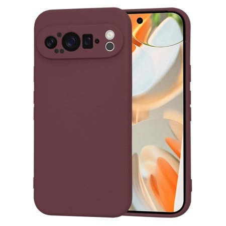 Husa pentru Google Pixel 9 Pro, SKYDDAR INNOVATION, din Silicon Catifelat, SoftElegance, set cu sticker, Bordo