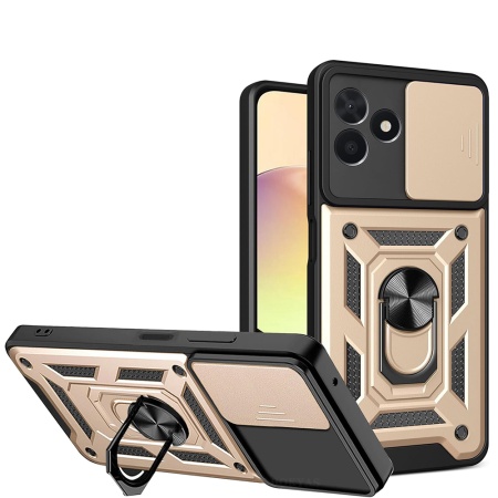 Husa pentru Honor 200 Smart / X7c, SKYDDAR INNOVATION, CamShield, Inel magnetic, set cu sticker, Auriu