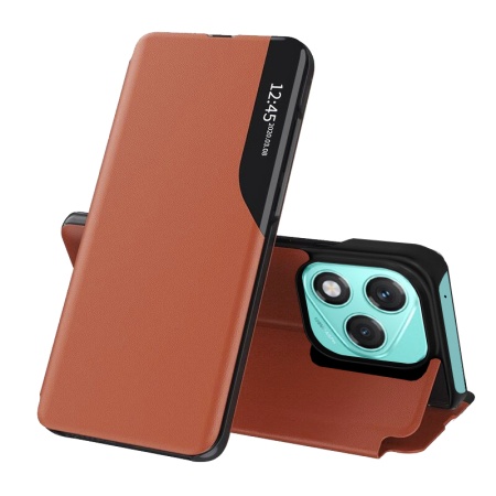 Husa pentru Honor 400 Lite, SKYDDAR INNOVATION, eFold, tip carte, set cu sticker, Portocaliu