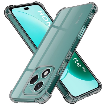 Husa pentru Honor 400 Lite, SKYDDAR INNOVATION, Shockproof Clear Silicone, Silicon Slim, set cu sticker, Fumuriu