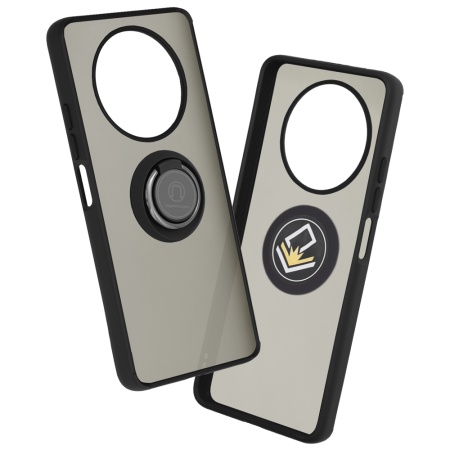 Husa pentru Honor Magic4 Lite, SKYDDAR INNOVATION, Glinth cu Inel Rotativ 360° Magnetic, Negru, set cu sticker