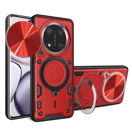 Husa pentru Honor X9c / Magic7 Lite, SKYDDAR INNOVATION, CamGuard Pro, Inel Magnetic, Protectie Camera, set cu sticker, Rosu