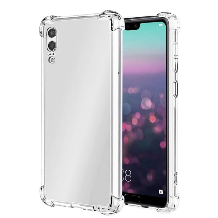 Husa pentru Huawei P20 , SKYDDAR INNOVATION, Shockproof Clear din Silicon Slim, Transparenta, set cu sticker