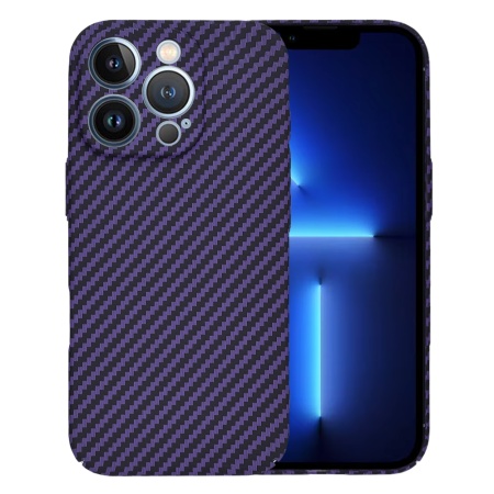 Husa pentru iPhone 13 Pro Max, SKYDDAR INNOVATION, textura carbon, Carbonite FiberShell, Mov, set cu sticker