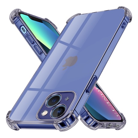 Husa pentru iPhone 13, SKYDDAR INNOVATION, Shockproof Clear Silicone, Silicon Slim, set cu sticker, Fumuriu