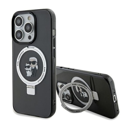 Husa pentru iPhone 14 Pro Max, Hardcase Ring Stand MagSafe, Karl Lagerfeld - Negru