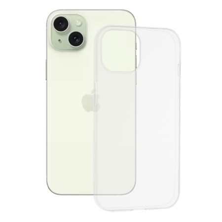 Husa pentru iPhone 15 Plus, SKYDDAR INNOVATION, ClearGuard, din silicon transparent, set cu sticker, Transparenta