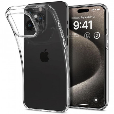 Husa pentru iPhone 15 Pro Max, Spigen Liquid Crystal - Clear