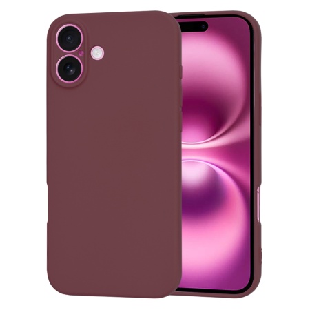 Husa pentru iPhone 16 Plus, SKYDDAR INNOVATION, din Silicon Catifelat, SoftElegance , Bordo, set cu sticker