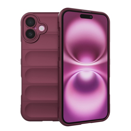 Husa pentru iPhone 16 Plus, SKYDDAR INNOVATION, Vogue, din Silicon Mat, Bordo, set cu sticker