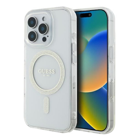 Husa pentru iPhone 16 Pro IML Glitter Circle MagSafe, Guess - Transparenta