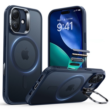 Husa pentru iPhone 17, slim, ESR Classic Hybrid HaloLock Kickstand, Bleu