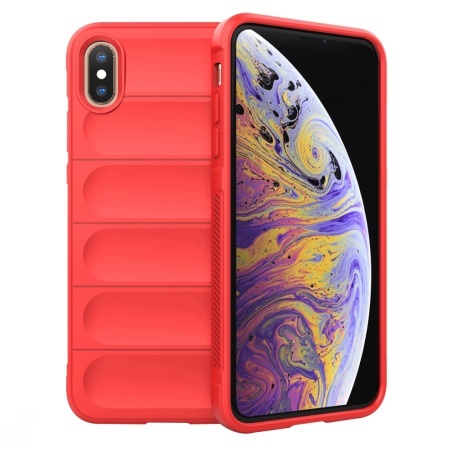 Husa pentru iPhone XS Max, SKYDDAR INNOVATION, Magic Shield, din Silicon Mat, set cu sticker, Rosu