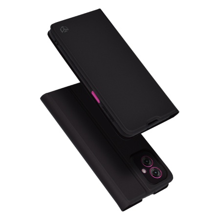 Husa pentru Motorola Moto G55, SKYDDAR INNOVATION, Magskin Book, tip Carte cu Portofel Interior, set cu sticker, Negru