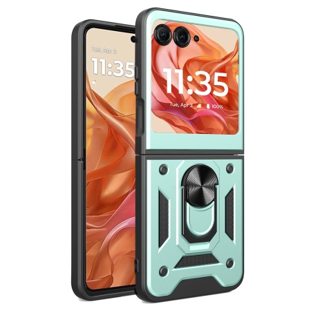 Husa pentru Motorola Razr 50 cu inel magnetic si protectie camera Skyddar CamShield - Verde