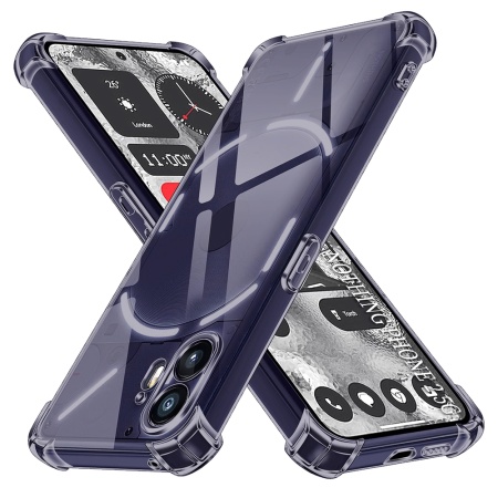 Husa pentru Nothing Phone (2), SKYDDAR INNOVATION, Shockproof Clear Silicone, Silicon Slim, set cu sticker, Fumuriu