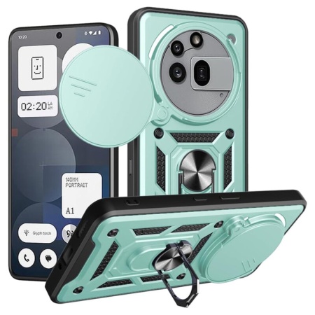 Husa pentru Nothing Phone (3a) Pro, SKYDDAR INNOVATION, CamShield, Verde, set cu sticker