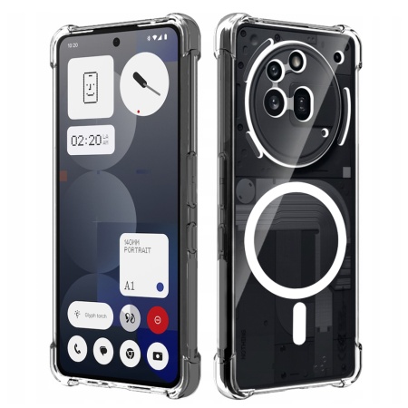 Husa pentru Nothing Phone (3a) Pro, SKYDDAR INNOVATION, Shockproof MagSafe, Transparenta, set cu sticker