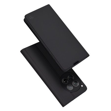 Husa pentru OnePlus 12, SKYDDAR INNOVATION, Magskin Book, tip Carte cu Portofel Interior, set cu sticker, Negru