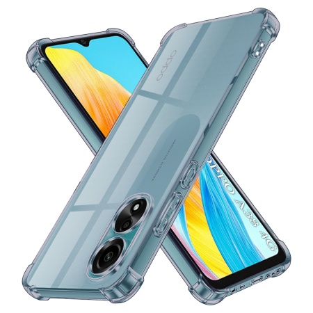 Husa pentru Oppo A38 / A18, SKYDDAR INNOVATION, Shockproof Clear Silicone, Silicon Slim, set cu sticker, Fumuriu