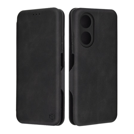 Husa pentru Oppo A58 4G, SKYDDAR INNOVATION, Safe Wallet tip carte din Piele Ecologica, Suport Carduri, Inchidere Magnetica, Negru, set cu sticker