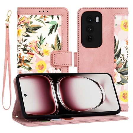 Husa pentru Oppo Reno12 Pro, SKYDDAR INNOVATION, Flipcraft din Piele Ecologică, Stand Integrat, Buzunare pentru Carduri, set cu sticker, Roz