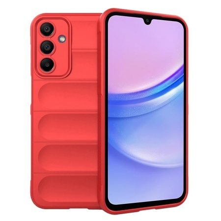 Husa pentru Samsung Galaxy A15 4G / Galaxy A15 5G, SKYDDAR INNOVATION, Magic Shield, din Silicon Mat, set cu sticker, Rosu