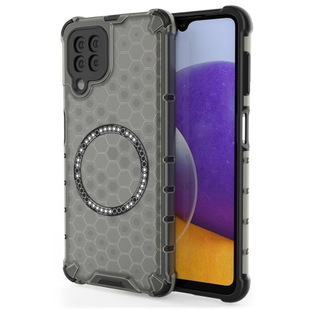 Husa pentru Samsung Galaxy A22 5G, SKYDDAR INNOVATION, HoneyComb Shield MagSafe, Negru, set cu sticker