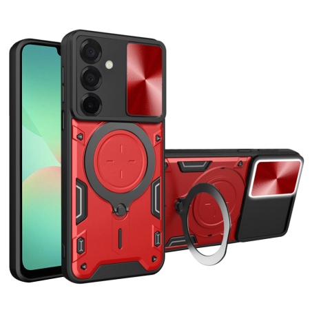 Husa pentru Samsung Galaxy A26 5G, SKYDDAR INNOVATION, CamGuard Pro, Inel Magnetic, Protectie Camera, set cu sticker, Rosu