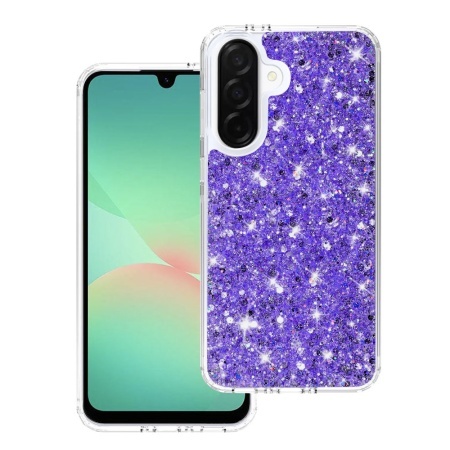 Husa pentru Samsung Galaxy A26 5G, SKYDDAR INNOVATION, SparkleCase, din Silicon cu Sclipici, Protectie Completa, set cu sticker, Mov