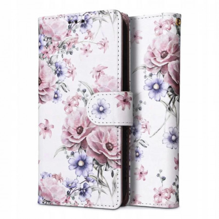 Husa pentru Samsung Galaxy A34 tip carte magnetica, SKYDDAR Wallet - Blossom Flower