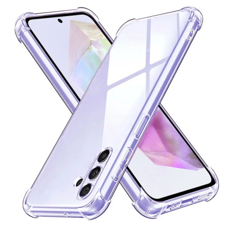 Husa pentru Samsung Galaxy A35 5G , SKYDDAR INNOVATION, Shockproof Clear din Silicon Slim, Transparenta, set cu sticker