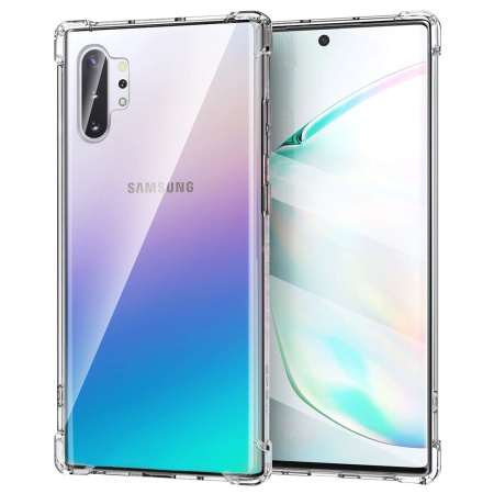 Husa pentru Samsung Galaxy Note 10 Plus / Galaxy Note 10 Plus 5G , SKYDDAR INNOVATION, Shockproof Clear din Silicon Slim, Transparenta, set cu sticker
