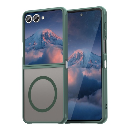 Husa pentru Samsung Galaxy Z Flip7, SKYDDAR INNOVATION, HaloFrost MagSafe II, Antisoc, set cu sticker, Verde
