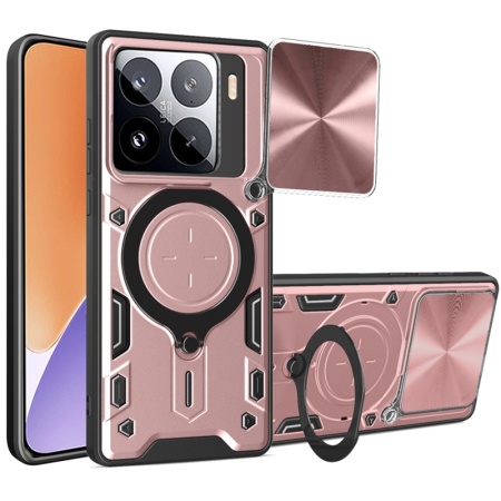 Husa pentru Xiaomi 15, SKYDDAR INNOVATION, CamGuard Pro, Inel Magnetic, Protectie Camera, set cu sticker, Roz auriu