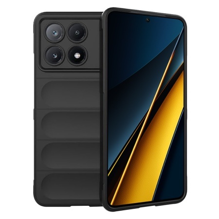 Husa pentru Xiaomi Poco X6 Pro, SKYDDAR INNOVATION, Magic Shield, din Silicon Mat, set cu sticker, Negru