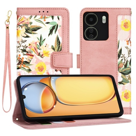 Husa pentru Xiaomi Redmi 13C 4G / Poco C65, SKYDDAR INNOVATION, Flipcraft din Piele Ecologică, Stand Integrat, Buzunare pentru Carduri, set cu sticker, Roz