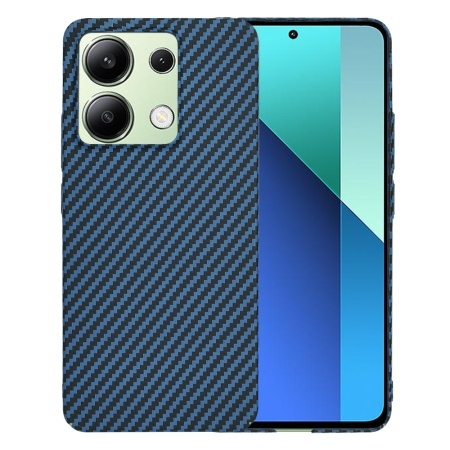 Husa pentru Xiaomi Redmi Note 13 4G, SKYDDAR INNOVATION, textura carbon, Carbonite FiberShell, set cu sticker, Cyan,