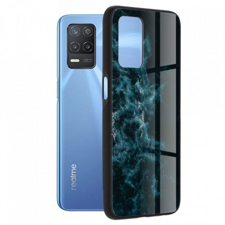 Husa Realme 8 5G cu sticla securizata, Techsuit Glaze - Blue Nebula
