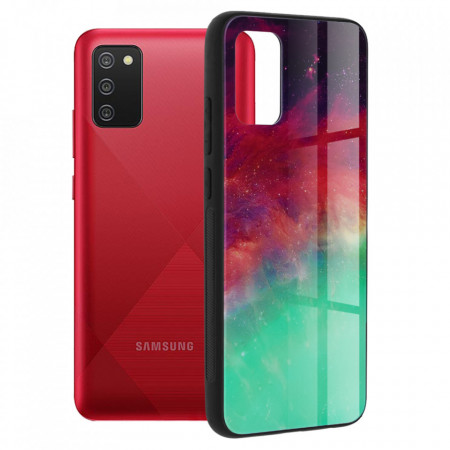 Husa Samsung Galaxy A02S cu sticla securizata, Techsuit Glaze - Fiery Ocean