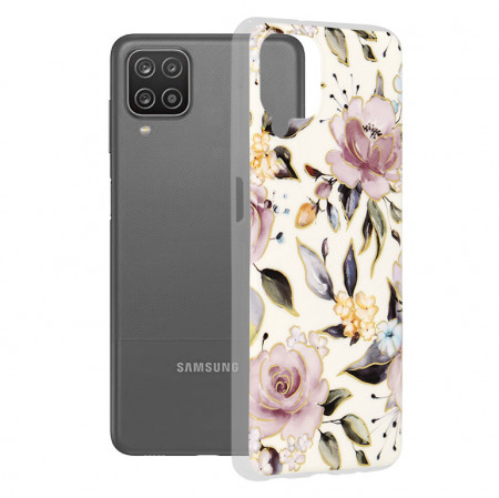 Husa Samsung Galaxy A12 Marble Series, Techsuit - Chloe White