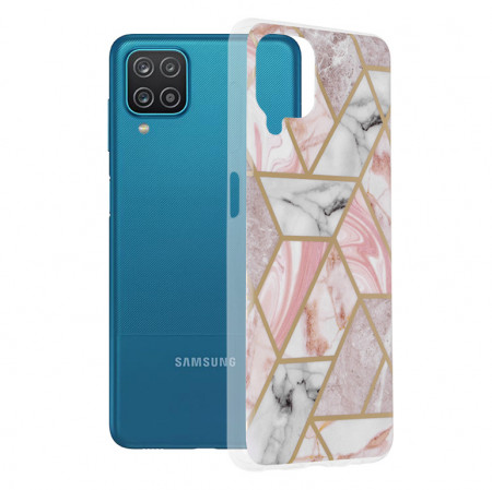 Husa Samsung Galaxy A12 Marble Series, Techsuit - Pink Hex
