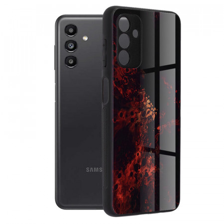 Husa Samsung Galaxy A13 5G / A04s cu sticla securizata, Techsuit Glaze - Red Nebula
