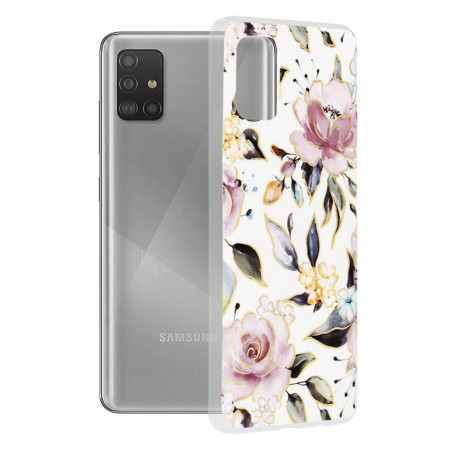 Husa Samsung Galaxy A51 4G Marble Series, Techsuit - Chloe White